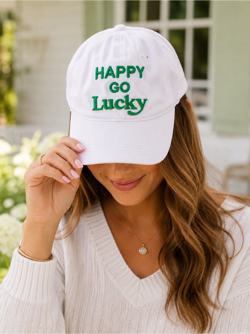 Shiraleah Happy Go Lucky Embroidered Baseball Cap Hat O/S NWT